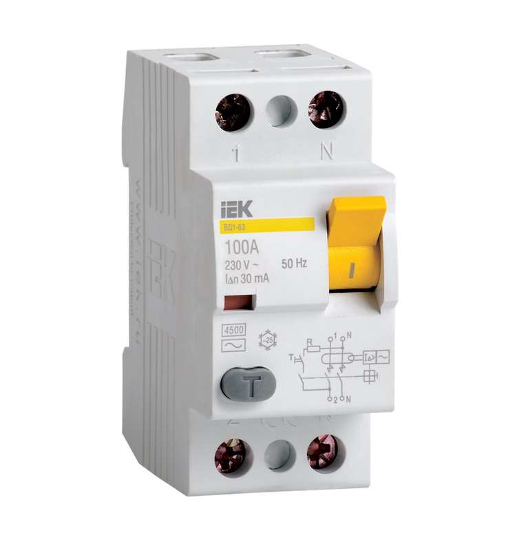Выключатель дифференциального тока (УЗО) 2п 80А 300мА тип AC ВД1-63 ИЭК MDV10-2-080-300
