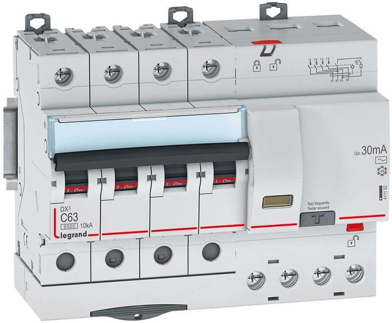 Выключатель автоматический дифференциального тока 4п C 63А 30мА тип AC 6кА DX3 7мод. Leg 411192
