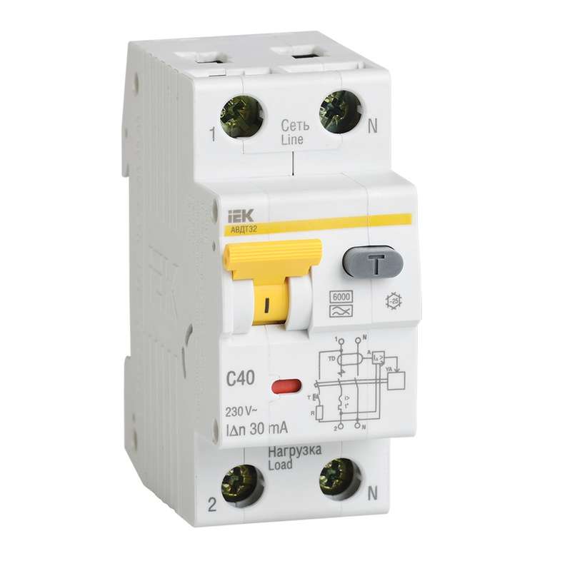 Выключатель автоматический дифференциального тока 2п (1P+N) C 16А 30мА тип A 6кА АВДТ-32 ИЭК MAD22-5-016-C-30