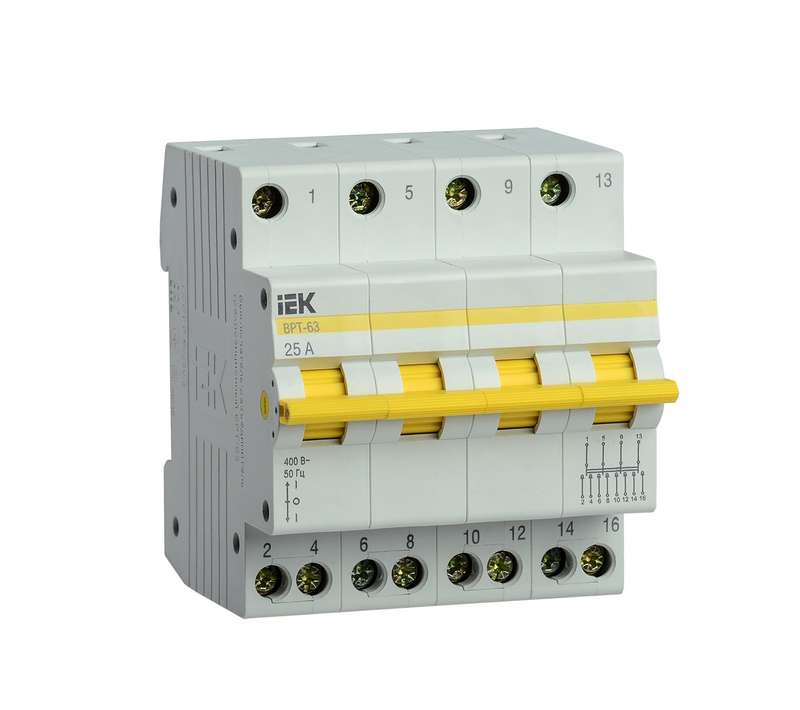 Выключатель-разъединитель трехпозиционный 4п ВРТ-63 25А ИЭК MPR10-4-025