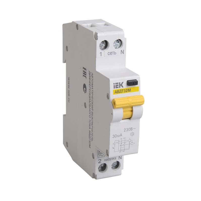 Выключатель автоматический дифференциального тока 1п C 25А 30мА тип A 4.5кА АВДТ-32М ИЭК MAD32-5-025-C-30