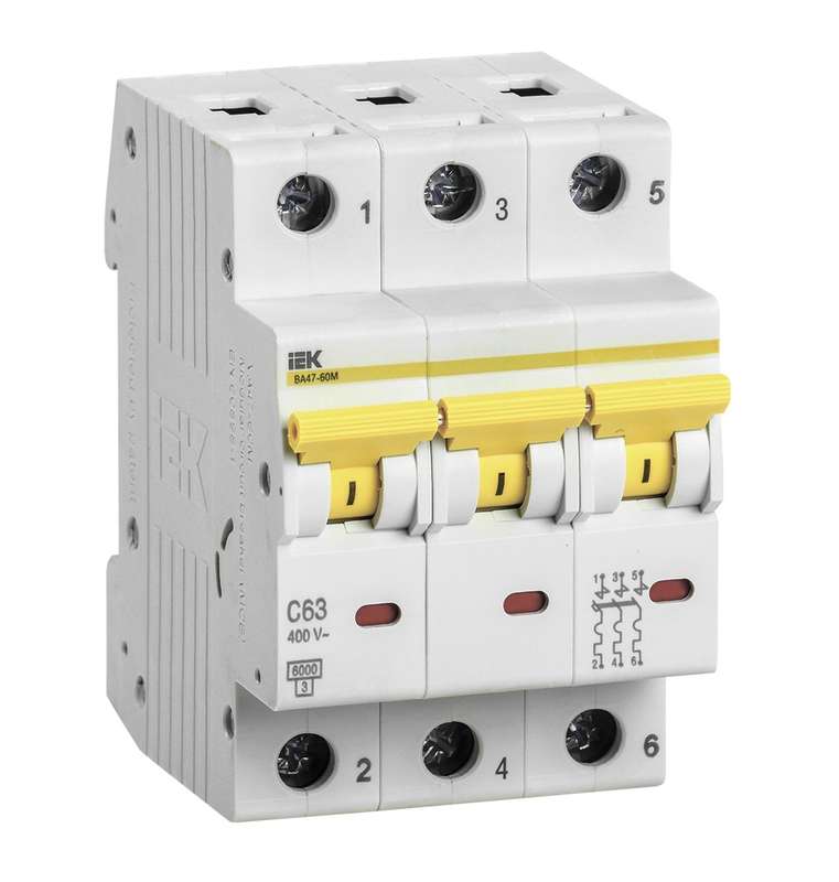 Выключатель автоматический модульный 3п C 10А 6кА ВА 47-60 ИЭК MVA41-3-010-C