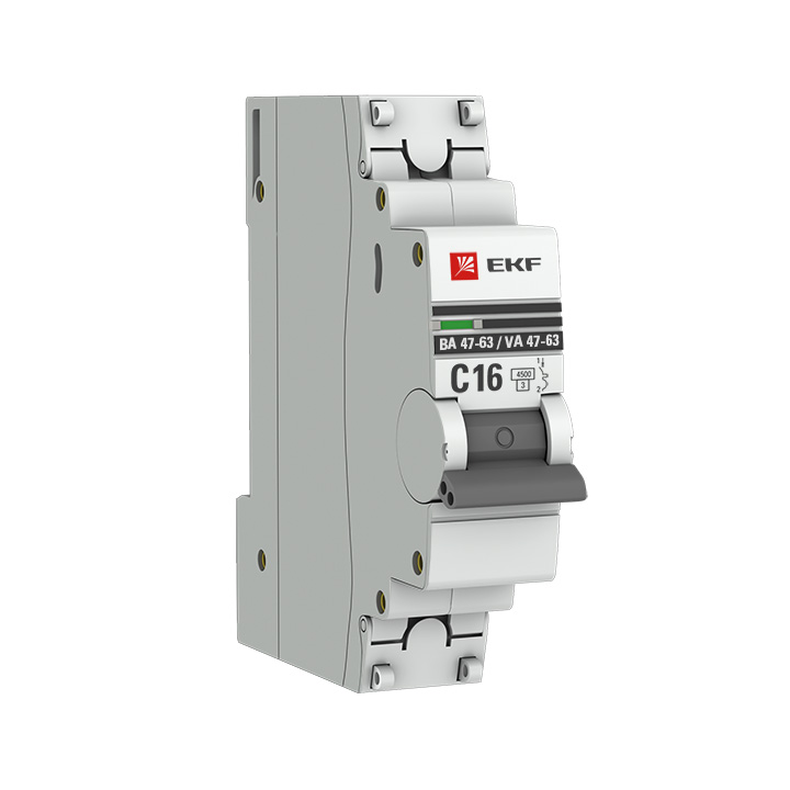Выключатель автоматический модульный 1п C 16А 4.5кА ВА 47-63 PROxima EKF mcb4763-1-16C-pro