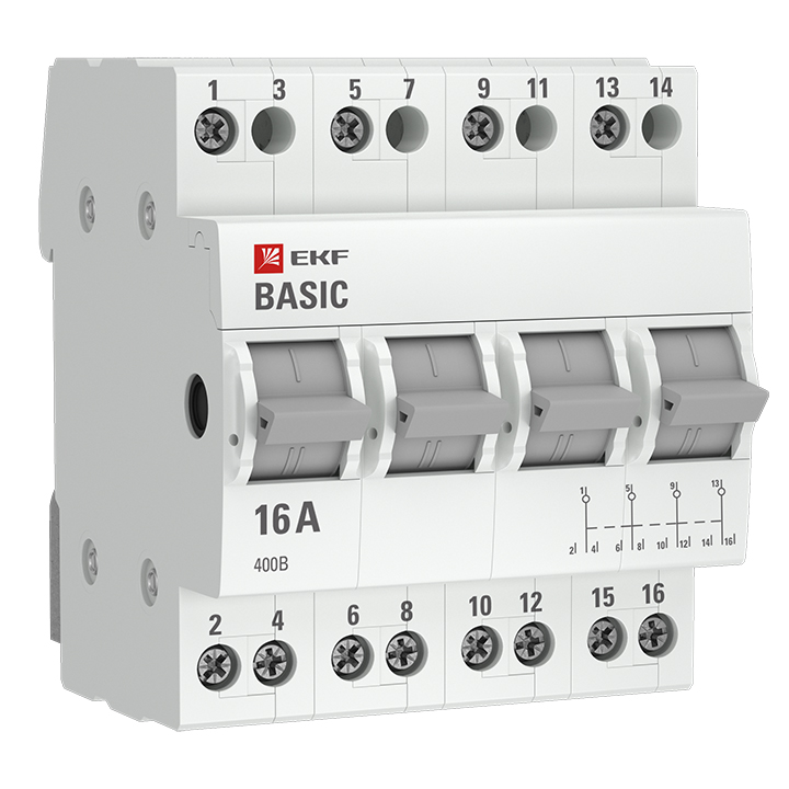 Переключатель трехпозиционный 4п 63А Basic EKF tps-4-63