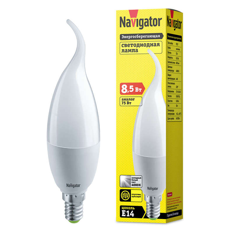 Лампа светодиодная 61 331 NLL-FC37-8.5-230-4К-E14-FR Navigator 61331