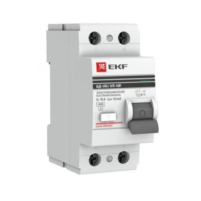 Выключатель дифференциального тока (УЗО) 2п 32А 30мА тип AC ВД-100 PROxima (электромех.) EKF elcb-2-32-30-em-pro