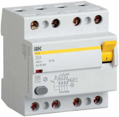 Выключатель дифференциального тока (УЗО) 4п 100А 300мА тип AC ВД1-63 ИЭК MDV10-4-100-300