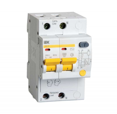 Выключатель автоматический дифференциального тока 2п C 50А 300мА тип AC 4.5кА АД-12 ИЭК MAD10-2-050-C-300